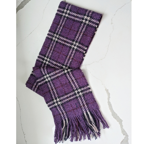 Authentic BURBERRY wool purple check scraf - Picture 2 of 4